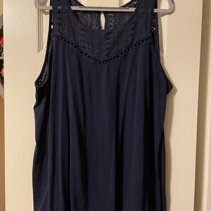 Navy Sleeveless Lace Detail Top